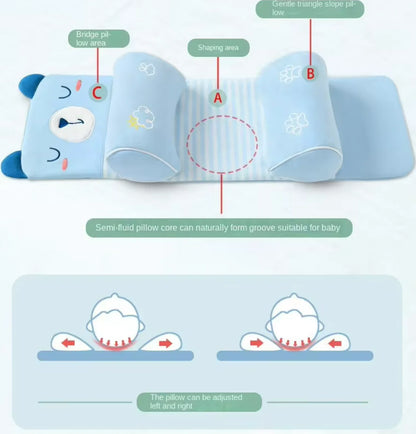 Premium Baby Head Shaping Support Pillow (0–12 Months) – Anti-Flat Head Design